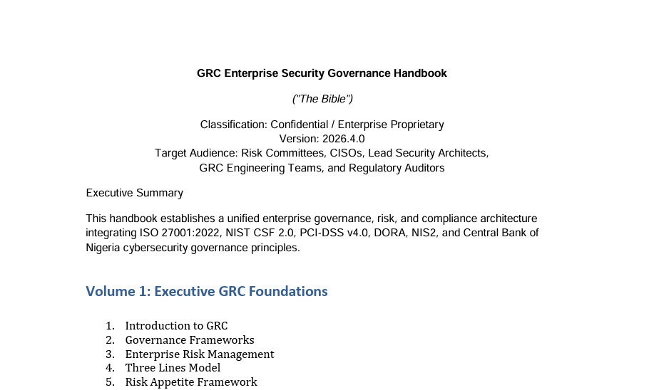 GRC Enterprise Security Governance Handbook | grc-enterprise-handbook